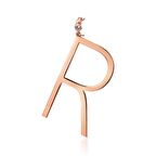 Sallantılı Zirkon Taşlı Pırlanta Montür Rose Altın Kaplama R harfi Gümüş Küpe