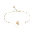 Kutup Yıldızı Figürlü Pırlanta Montürlü Beyaz Taşlı  Rose Altın Kaplama Bileklik