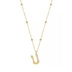 Altın Kaplama Bambu Desenli U Harfi Gümüş Kolye