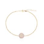 Zİrkon Taşlı Pırlanta Montür Altın Kaplama 10 mm Yuvarlak Gümüş Bileklik