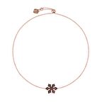 Siyah Zirkon Taşlı Pırlanta Montür Rose Altın Kaplama Asansörlü Çiçek Desenli Gümüş Bileklik