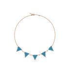 Turkuaz Taşlı Pırlanta Montür Rose Altın Kaplama Beş Üçgenli Gümüş Bileklik