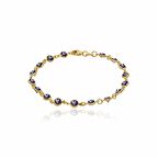 4mm Nazar Boncuklu Gümüş Kilitli Altın Kaplama Bileklik