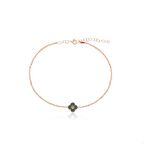 Zirkon Taşlı Pırlanta Montür Rose Altın Kaplama Mineli Yonca Gümüş Bileklik