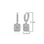 Zirkon Taşlı Pırlanta Montür Gümüş Rengi Kaplama Baget Taşlı Halkalı Gümüş Küpe