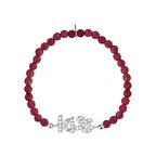 Zirkon Taşlı Pırlanta Montür Gümüş Rengi Altın Kaplama Kırmızı Boncuklu Kıss Yazılı Gümüş Strech Bileklik