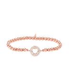 Zirkon Taşlı Pırlanta Montür Rose Altın Kaplama Toplu Yuvarlak Kalp Desenli Gümüş Strech Bileklik