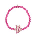 Zirkon Taşlı Pırlanta Montür Rose Altın Kaplama Pembe Boncuklu Balık Gümüş Strech Bileklik