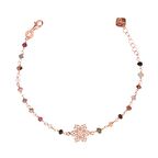 Zirkon Taşlı Pırlanta Montür Rose Altın Kaplama Turmalin Rosary Papatya Gümüş Bileklik