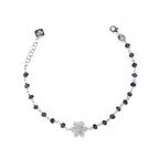 Zirkon Taşlı Pırlanta Montür Gümüş Rengi Altın Kaplama Iolite Rosary Papatya Gümüş Bileklik