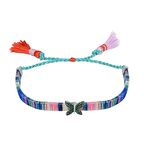 Yeşil Zirkon Taşlı Rose Altın Kaplama Kelebek Figürlü İpli Makrome Gümüş Bileklik