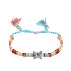 Zirkon Taşlı Pırlanta Montür Gümüş Rengi Kaplama İpli Kelebek Figürlü Makrome Gümüş Bileklik