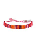 Renli İpli Rose Altın Kaplama Püsküllü Makrome Gümüş Bileklik