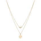 Zirkon Taşlı Rose Altın Rengi Kaplama Gümüş Yonca Kolye