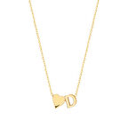 D Harfi Kalpli Model Gold Rengi Kaplama 925 Ayar Gümüş Kolye