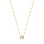 925 Ayar Gold Kaplama Tek Taş Gümüş Kolye