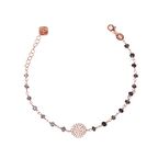 Zirkon Taşlı Pırlanta Montür Rose Altın Kaplama Iolite Rosary Yuvarlak Gümüş Bileklik