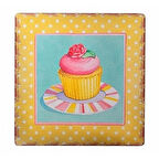 40x40 cm Ahşap Cup Cake Muffin Motifli Duvar Panosu Duvar Süsü
