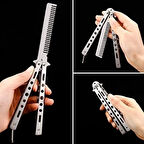 Paslanmaz Çelik Katlanabilir Kelebek Tarak Gri (Saç Sakal Bıyık Şekillendirici)