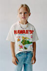 Hawaii  92 Baskılı Kız Çocuk  %100 Pamuk Tişört
