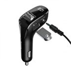 Baseus Bluetooth Araç FM Transmitter AUX  Wireless MP3 Fm Transmitter Araç Şarj Başlık Müzik Kiti