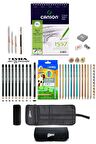 Canson A5 Eskiz Defteri 120 Gr Karakalem Ve Lyra 12'li Super Ferby Metalik Paket Çizim Eskiz Seti