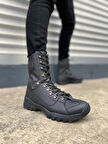 JY999 Strike Bağcıklı Ortopedik Taban Günlük Cilt Erkek Askeri Postal Bot CST Siyah