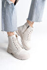 BLOOM Bağcıklı Fermuarlı Ortopedik Taban Kadın Bot  CKT - Krem