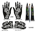 Gül Model El ve Ayak Kına Kalıpları 2 Tüp Kına ve Fırça Hediyeli 