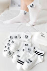 5 Çift Panda Desenli Kısa Çorap