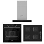 Ferre Fryart Siyah Set ( D100 T Tipi Siyah Davlumbaz-SS205 Siyah Ocak- XE63CS Fryart Siyah Fırın)