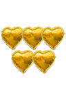 Kalp Folyo Balon 5 Adet 40 Cm 16"inç Gold Renk