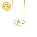 14 Ayar Altın Kalpli Sonsuzluk Kolye