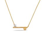 14 Ayar Altın Tektaş Çubuk Kolye