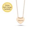 14 Ayar Rose Altın Plaka Kalp Kolye