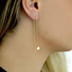 14k Kalp Figürlü Sallantılı Altın Küpe