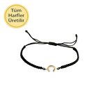 İp örgü 14 Ayar Altın Ç Harfli Bileklik