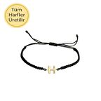 İp örgü 14 Ayar Altın H Harfli Bileklik