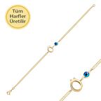 14k Altın Nazar Boncuklu Ö Harfli Bileklik