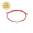 İp örgü 14 Ayar Altın E Harfli Bileklik