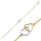 14 Ayar Altın İç İçe Kalp Bileklik