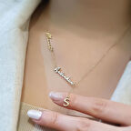 14 Ayar Altın İki İsimli Harfli Kolye