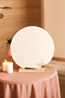 Yuvarlık Estetik Asimetrik Ahşap Makyaj Aynası Çerçevesiz, Dekoratif Masa Oturma Odası 30 Cm