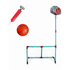 Oyuncak Portatif Kale-Pota Oyun Seti - Futbol Kalesi Basket Potası 2'li Oyun Seti