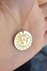925 Ayar Gümüş 24 Ayar Altın Kaplama Ay ve Güneş Figürlü Kolye