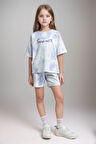 Kız Çocuk Giyim %100 Pamuklu Oversize Desenli T-Shirt & Şort İkili Takım LL.P01.O2.L01.010