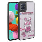 Samsung Galaxy A51 Kılıf Parlayan Kabartmalı İkonik Figürlü Lopard Amas Silikon Kapak