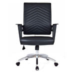 Berroni Siyah Deri Ofis Koltuğu Krom Ayak