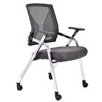 Lucca Siyah Fileli Ofis Koltuğu Eğitim Sandalyesi Tekerlekli