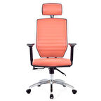 Sera Açık Pembe Deri Krom Deri Makam Koltuğu